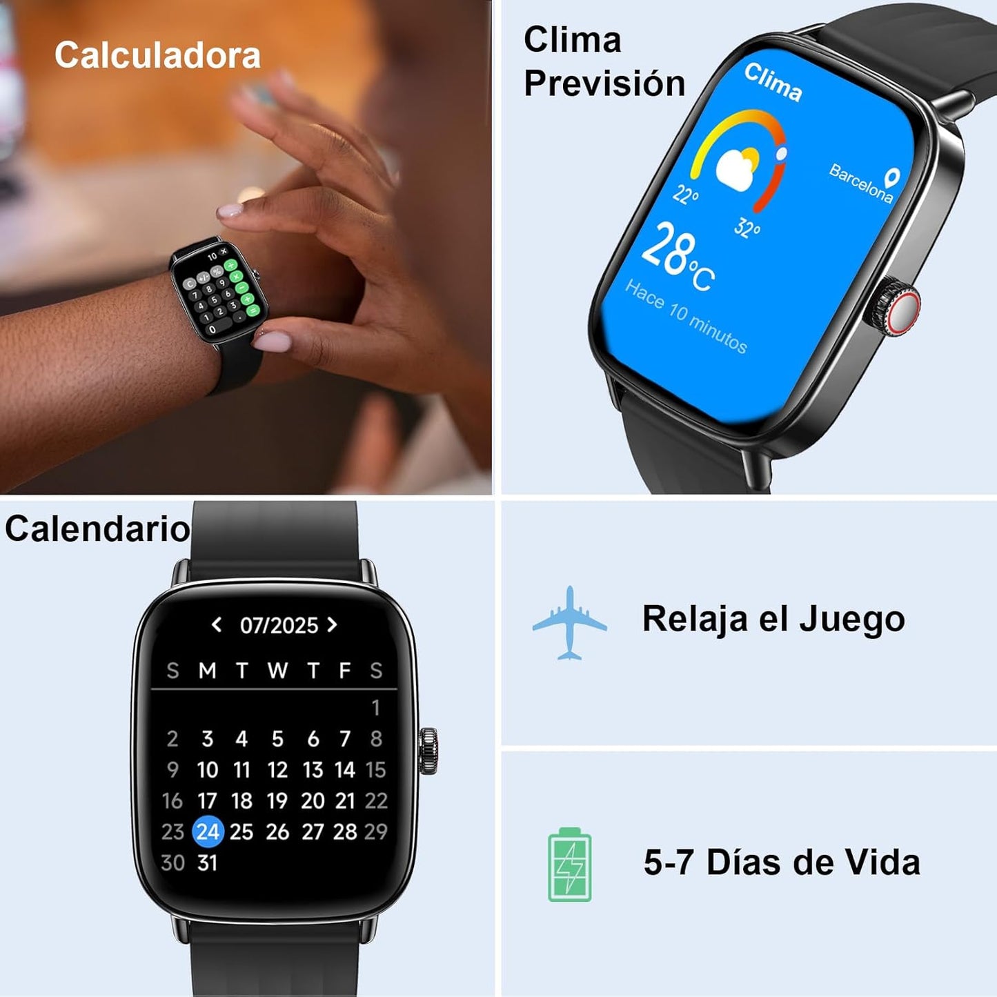 Smartwatch X10MAX – Control total de tu salud cada día, en tu muñeca (Pulsómetro, batería duradera, sincronización con tu móvil, 2 correas y Auriculares Inalámbricos de regalo) + Envío Gratis