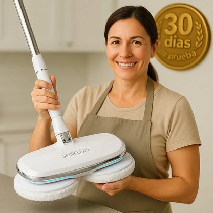 SpinClean Pro™ — La única mopa eléctrica que evita la vergüenza cuando llaman al timbre: rocía agua automáticamente sin que tengas que agacharte y limpia toda tu casa sin parar ni recargar (+ 4 recambios lavables + ENVÍO GRATIS)