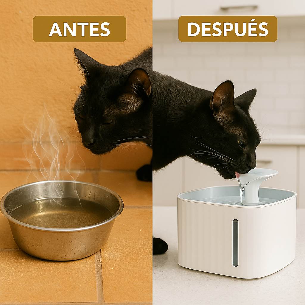 HidraPet™ –  La primera fuente que te libera de preocupaciones, atrayendo a tu gato para que se mantenga hidratado este verano, incluye 2 filtros lavables + 3 filtros de salida de agua para 9 meses + triple filtrado + garantía de 5 años (+Envío GRATIS)