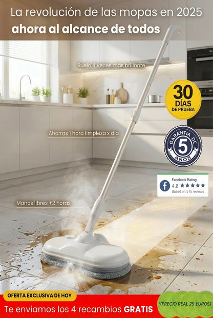SpinClean Pro™ — La única mopa eléctrica que evita la vergüenza cuando llaman al timbre: rocía agua automáticamente sin que tengas que agacharte y limpia toda tu casa sin parar ni recargar (+ 4 recambios lavables + ENVÍO GRATIS)