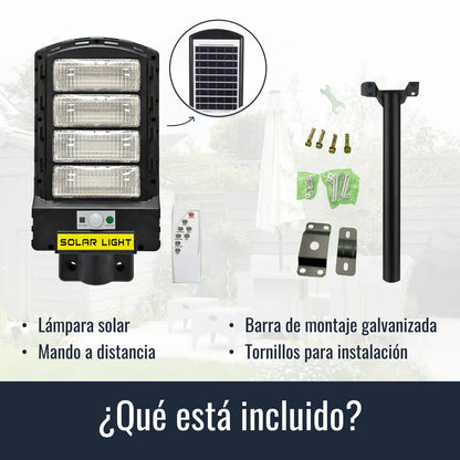 1 + 1 GRATIS | PowerGLOW Profesional™ - La única lampará solar con batería extendida. (Incluye soporte, sensor movimiento, anti-lluvia, 3 modos de luz y mando).