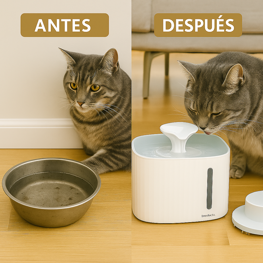 HidraPet™ –  La primera fuente que te libera de preocupaciones, atrayendo a tu gato para que se mantenga hidratado este verano, incluye 2 filtros lavables + 3 filtros de salida de agua para 9 meses + triple filtrado + garantía de 5 años (+Envío GRATIS)