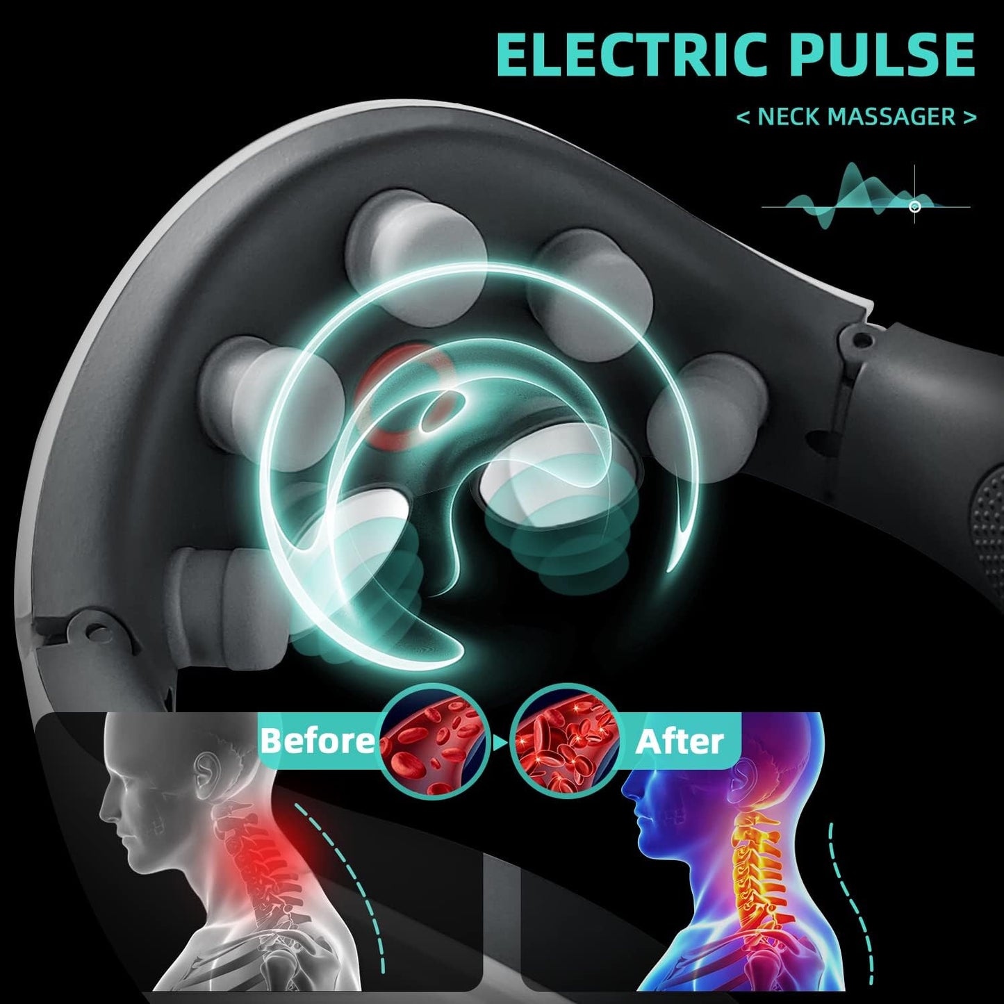 Calmix™ - Elimina el pinzamiento cervical y reduce la tensión arterial con solo 7 minutos al día. (Incluye 8 modos, entre ellos calor y relajación + Incluye batería larga duración)