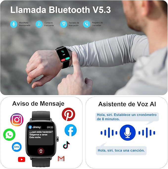 Smartwatch X10MAX – Control total de tu salud cada día, en tu muñeca (Pulsómetro, batería duradera, sincronización con tu móvil, 2 correas y Auriculares Inalámbricos de regalo) + Envío Gratis