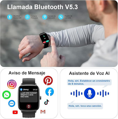 Smartwatch X10MAX – Control total de tu salud cada día, en tu muñeca (Pulsómetro, batería duradera, sincronización con tu móvil, 2 correas y Auriculares Inalámbricos de regalo) + Envío Gratis