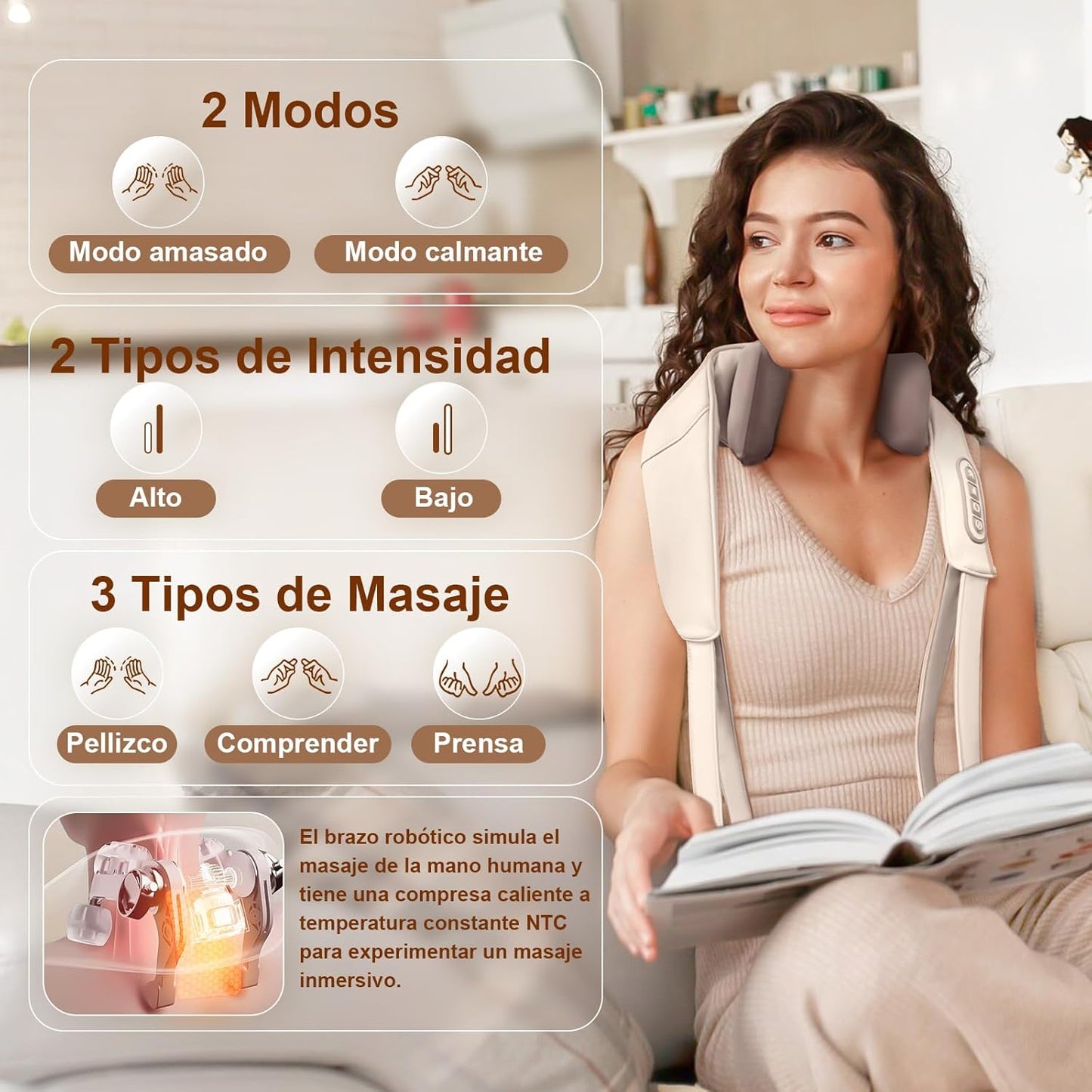 Masajeador 4D con tecnología humanoide - Elimina la tensión muscular, rigidez y haz fluir la sangre de nuevo evitando mareos futuros. (*Se siente como unas manos de fisioterapeuta o te devolvemos el dinero)