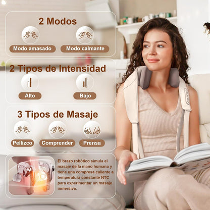 Masajeador 4D con tecnología humanoide - Elimina la tensión muscular, rigidez y haz fluir la sangre de nuevo evitando mareos futuros. (*Se siente como unas manos de fisioterapeuta o te devolvemos el dinero)