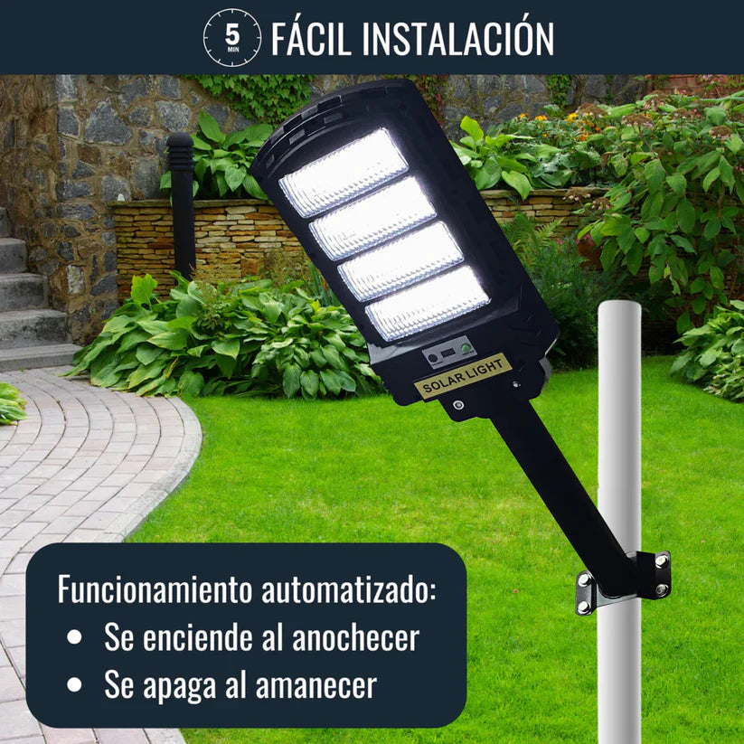 1 + 1 GRATIS | PowerGLOW Profesional™ - La única lampará solar con batería extendida. (Incluye soporte, sensor movimiento, anti-lluvia, 3 modos de luz y mando).