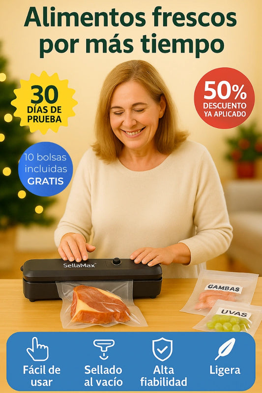 SellaMax PRO™ - La forma inteligente de guardar tus alimentos esta Navidad. (Incluye Gratis 10 bolsas)