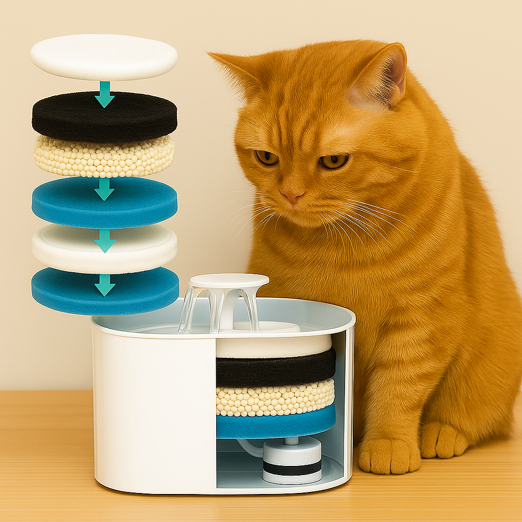 HidraPet™ –  La primera fuente que te libera de preocupaciones, atrayendo a tu gato para que se mantenga hidratado este verano, incluye 2 filtros lavables + 3 filtros de salida de agua para 9 meses + triple filtrado + garantía de 5 años (+Envío GRATIS)