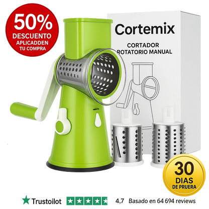 CORTEMIX™ - Corta patatas, queso y verduras en tiempo record. Incluye 3 cabezales. (+ Envío GRATIS) *Lavado ultra-fácil. *Oferta única navidad pasa tiempo en familia
