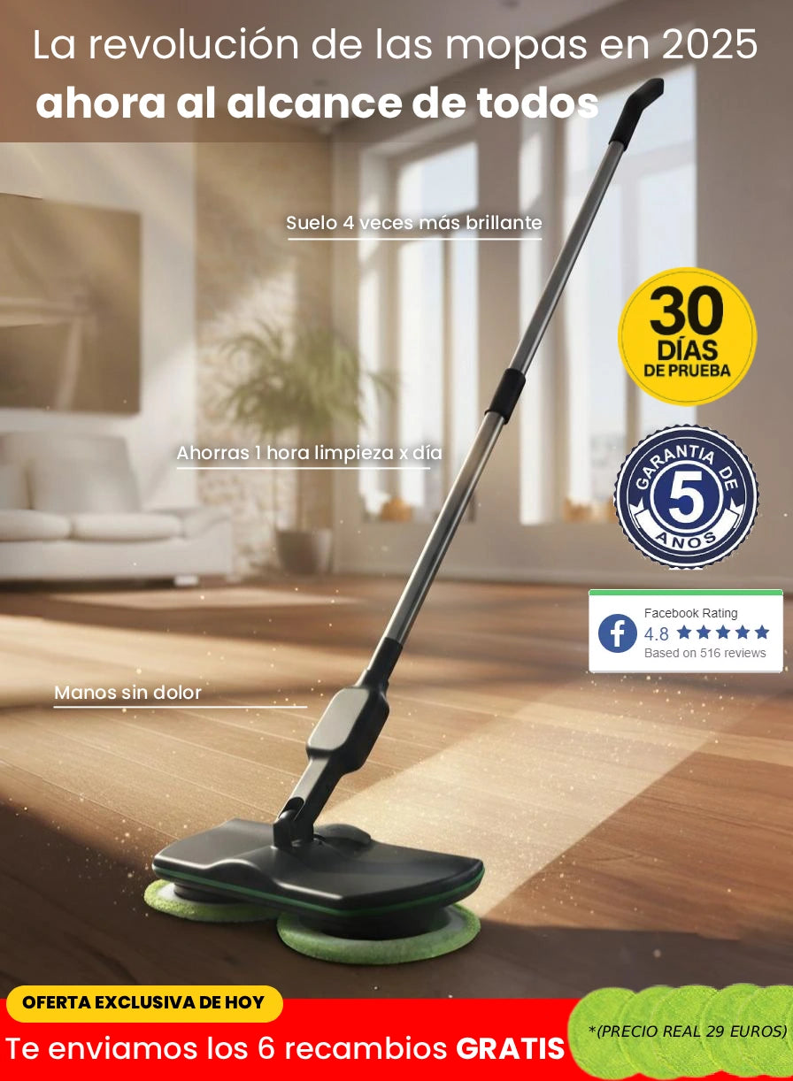 SpinMop Pro™ — La única mopa de discos giratorios que evita la vergüenza cuando llaman al timbre: suelo perfecto en 10 minutos, sin frotar ni agacharte (+ 6 recambios lavables GRATIS + ENVÍO GRATIS)