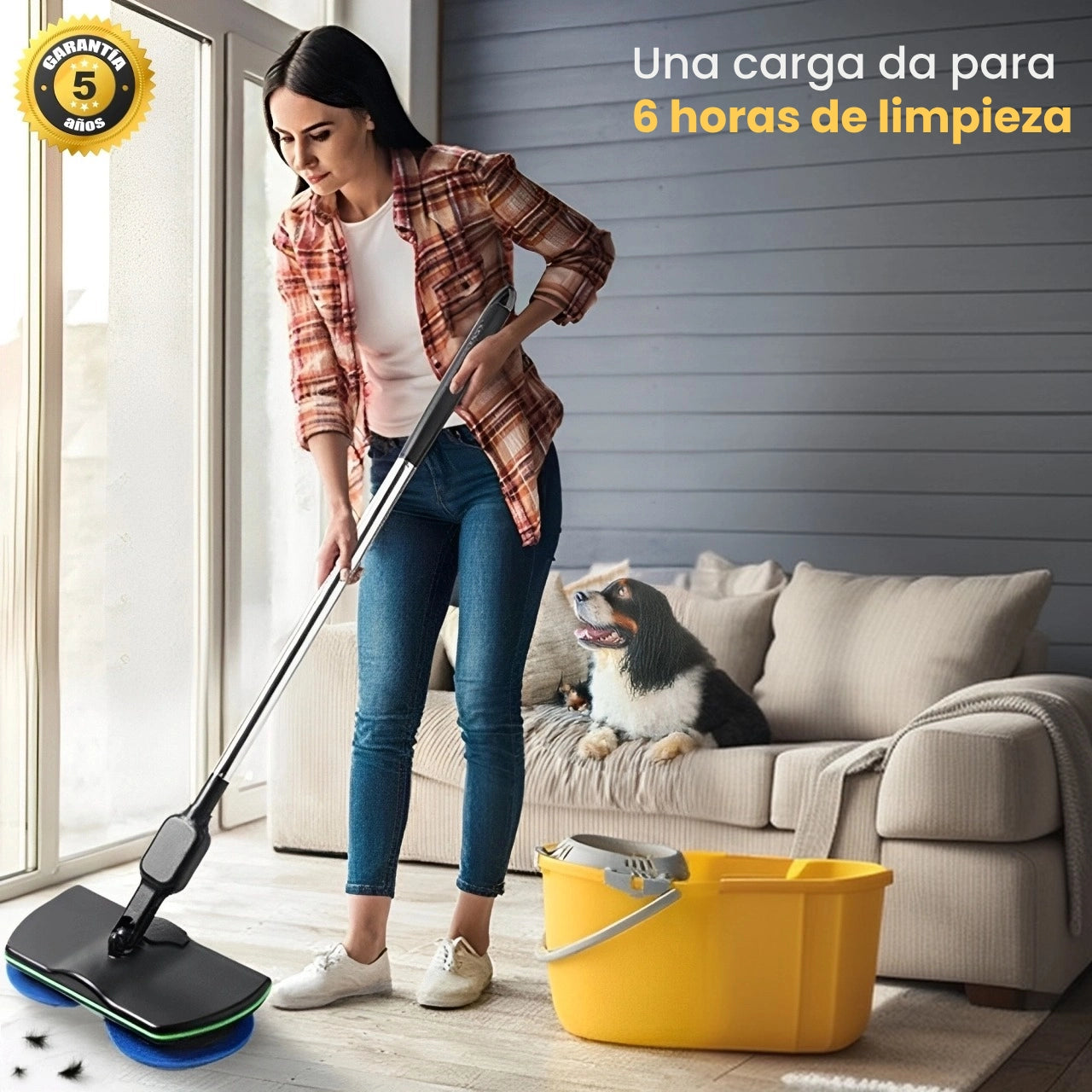 TurboClean™ La primera mopa electrica recargable que hace que limpiar los pelos de tu perro sea 3 veces más rapido. (Incluye GRATIS 4 mopas reutilizables) 2