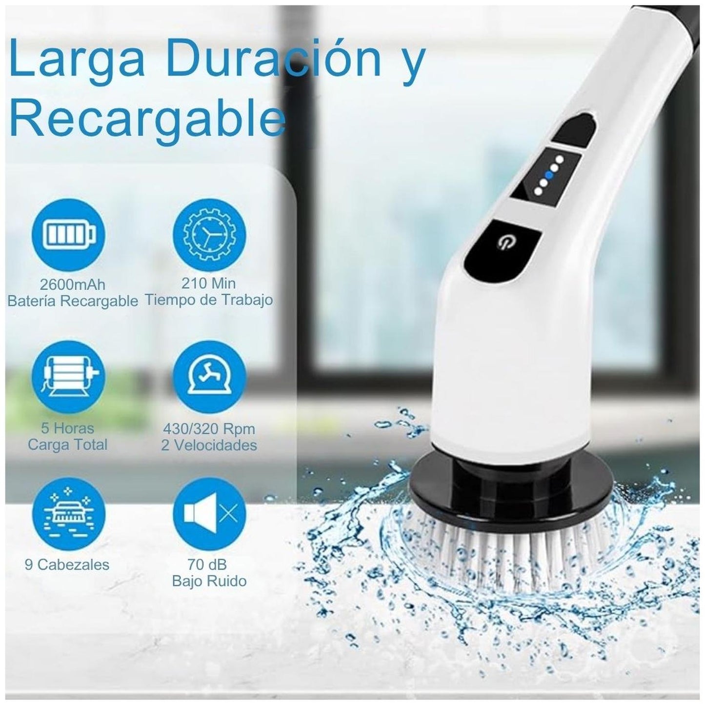 CleanBrush™ – Cepillo eléctrico 9 en 1 con brazo extendido: evita agacharte y encorvarte, cuida tu espalda, llega a zonas difíciles y deja todo más limpio sin esfuerzo y más rapido (+ 9 Cabezales GRATIS + Batería de Larga Duración + Envío Gratis)