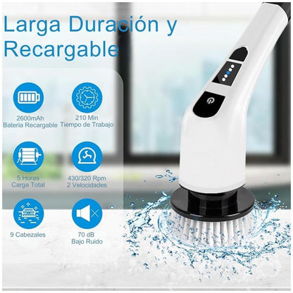 CleanBrush™ – Cepillo eléctrico 9 en 1 con brazo extendido: evita agacharte y encorvarte, cuida tu espalda, llega a zonas difíciles y deja todo más limpio sin esfuerzo y más rapido (+ 9 Cabezales GRATIS + Batería de Larga Duración + Envío Gratis)
