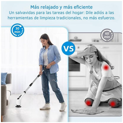 CleanBrush™ – Cepillo eléctrico 9 en 1 con brazo extendido: evita agacharte y encorvarte, cuida tu espalda, llega a zonas difíciles y deja todo más limpio sin esfuerzo y más rapido (+ 9 Cabezales GRATIS + Batería de Larga Duración + Envío Gratis)