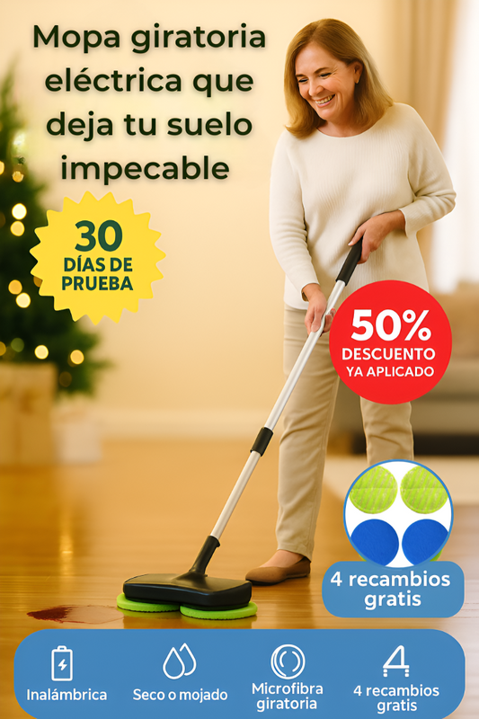 SpinMop™ — La única mopa eléctrica que evita la vergüenza cuando llaman al timbre: suelo perfecto en 10 minutos, sin frotar ni agacharte sin esfuerzo (+ 4 recambios lavables + ENVÍO GRATIS)