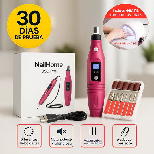 NailHomePro™ – Uñas de salón en casa, con control suave y sin citas (Pack Completo de Cabezales + REGALO Lámpara UV PROFESIONAL)