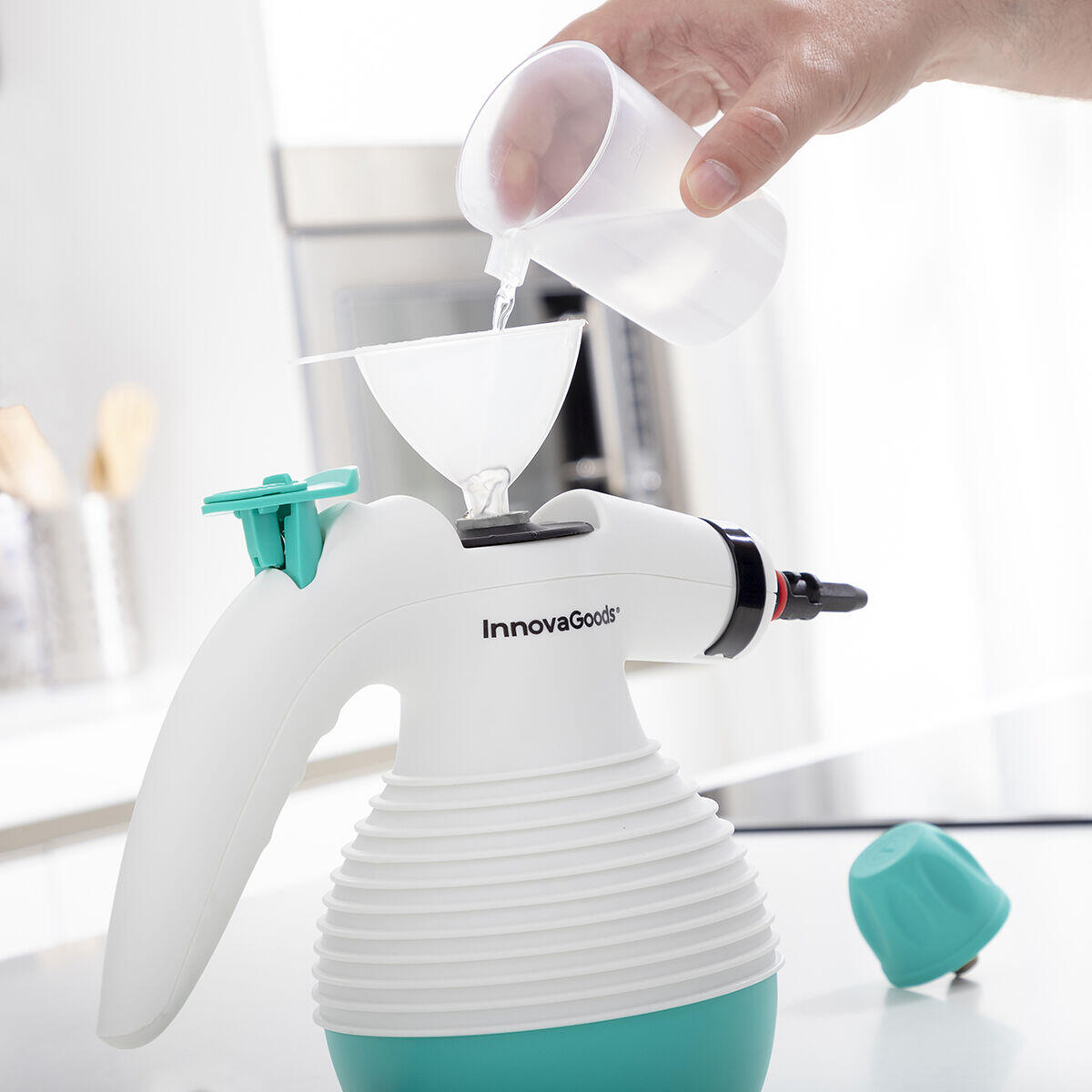 Vaporera de mano multiusos VaporClean™ - La única forma de limpiar y eliminar el 99,9% bacterias de tu hogar. (Hoy +9 accesorios GRATIS). 0,35 L 3 Bar 1000W