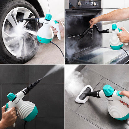 Vaporera de mano multiusos VaporClean™ - La única forma de limpiar y eliminar el 99,9% bacterias de tu hogar. (Hoy +9 accesorios GRATIS). 0,35 L 3 Bar 1000W