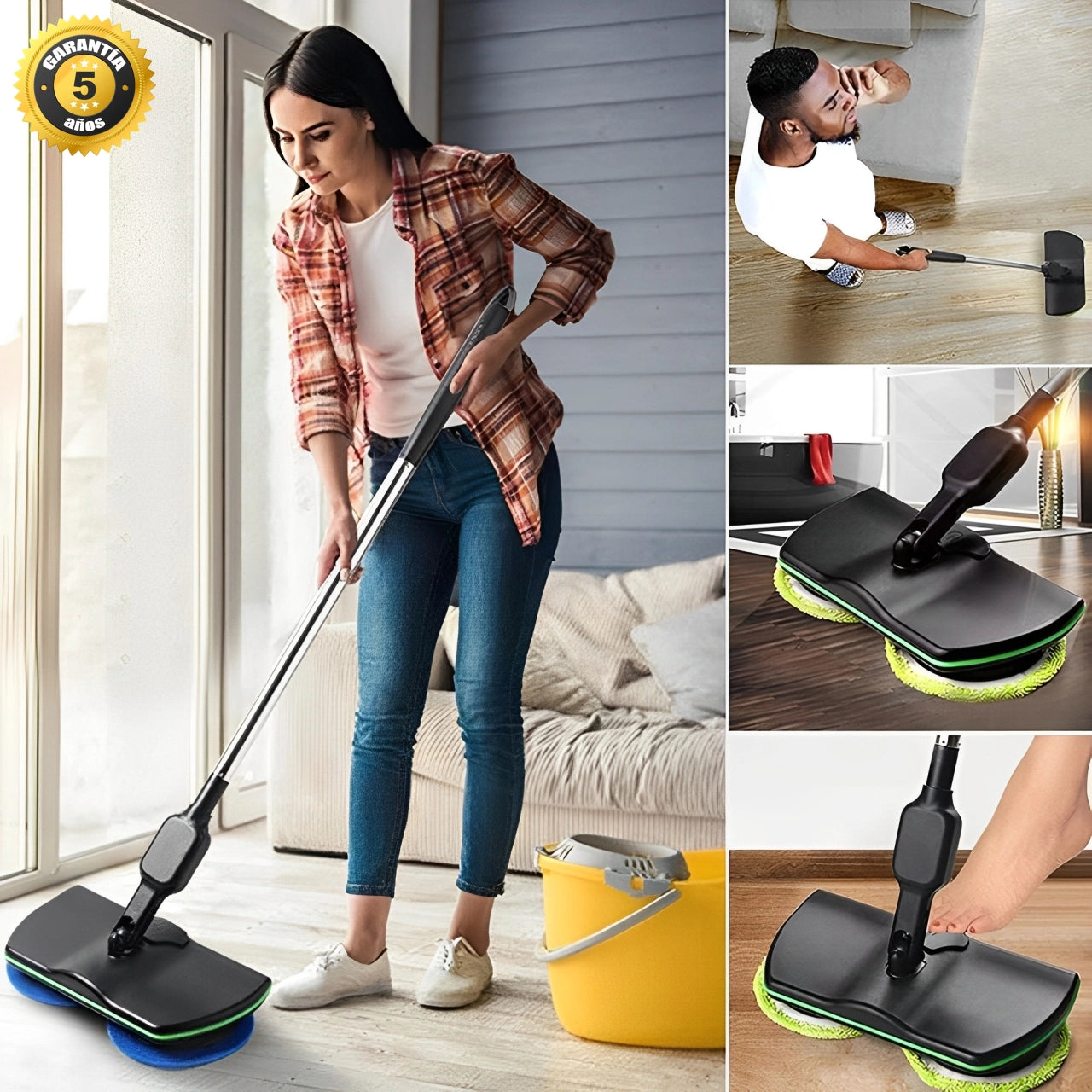 SpinMop Pro™ — La única mopa de discos giratorios que evita la vergüenza cuando llaman al timbre: suelo perfecto en 10 minutos, sin frotar ni agacharte (+ 6 recambios lavables GRATIS + ENVÍO GRATIS)