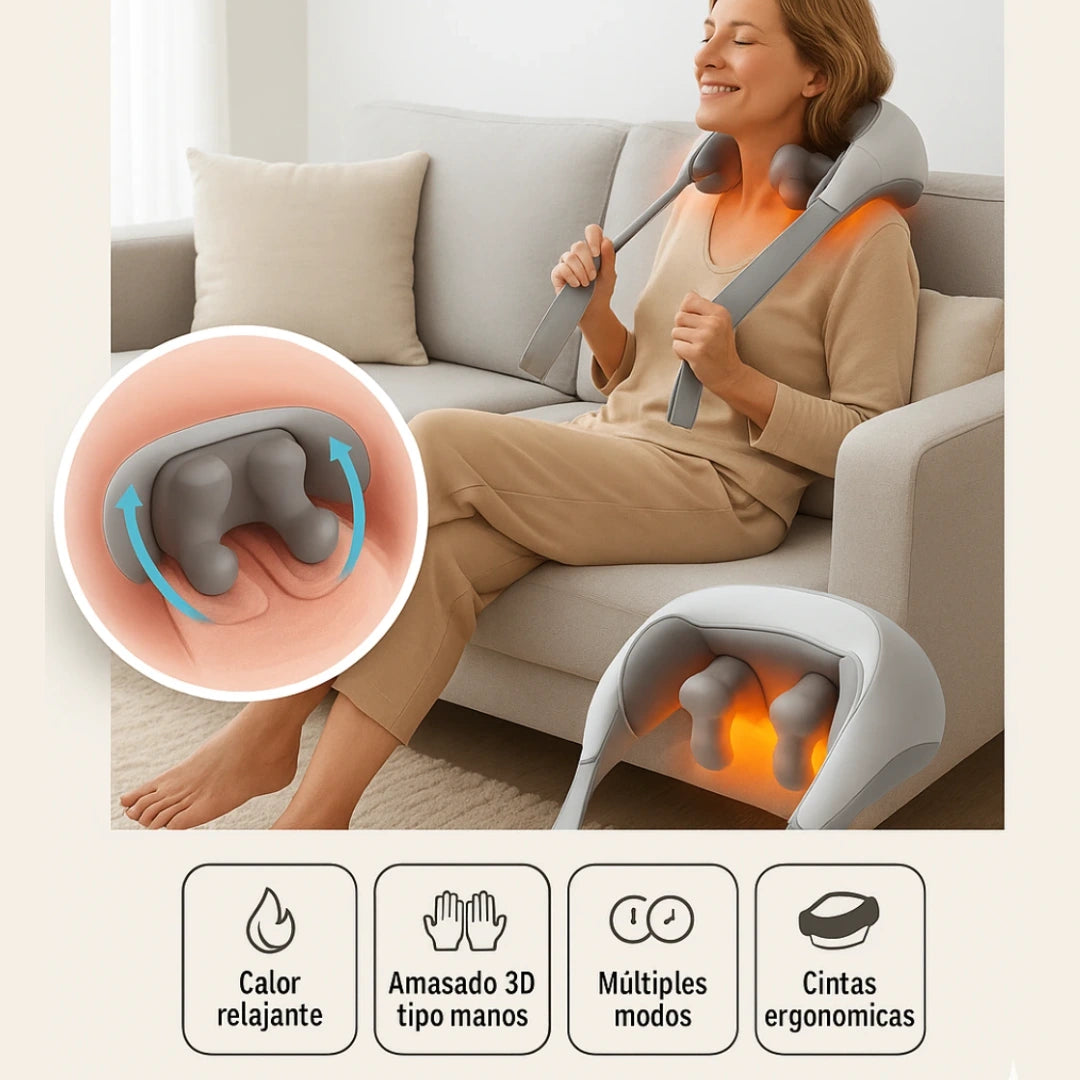 Masajeador 4D con tecnología humanoide - Elimina la tensión muscular, rigidez y haz fluir la sangre de nuevo evitando mareos futuros. (*Se siente como unas manos de fisioterapeuta o te devolvemos el dinero)